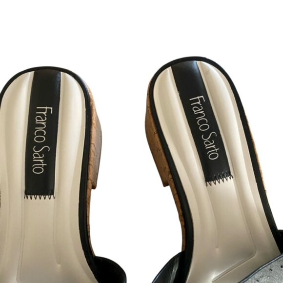 Franco Sarto Black Pony Slide Sandal 7 - Picture 5 of 7